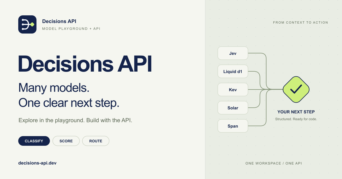 Decisions API - Many models, one decision workflow for text classification and routing.
